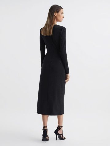 Reiss Halston Tenaya Halston Crystal Jersey Midi Dress Black