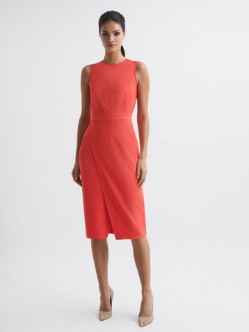 Reiss LAYLA Sleeveless Bodycon Dress Coral