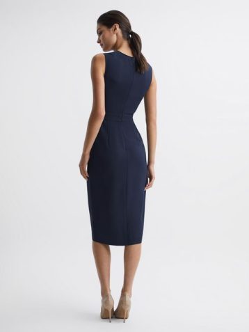 Reiss LAYLA Sleeveless Bodycon Dress Navy