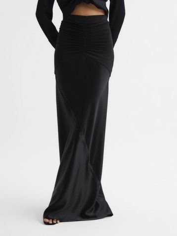 s Nellie Satin Jersey Blend Maxi Skirt Black SALE