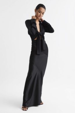 s Nellie Satin Jersey Blend Maxi Skirt Black SALE