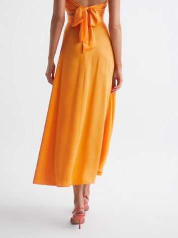 Reiss Ruby Occasion Maxi Skirt Orange