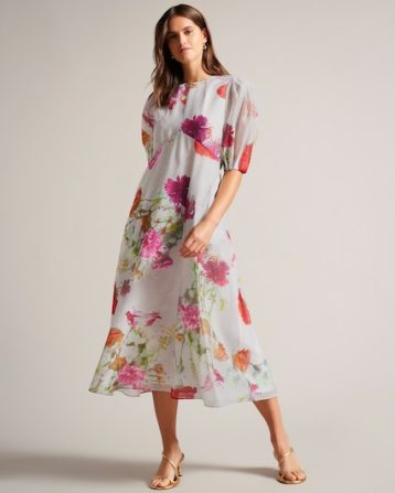 Ted Baker Dorathi Ruffle Detail Maxi Dress Green Multi