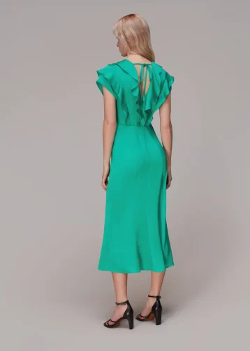 Whistles Adeline Frill Midi Dress Green