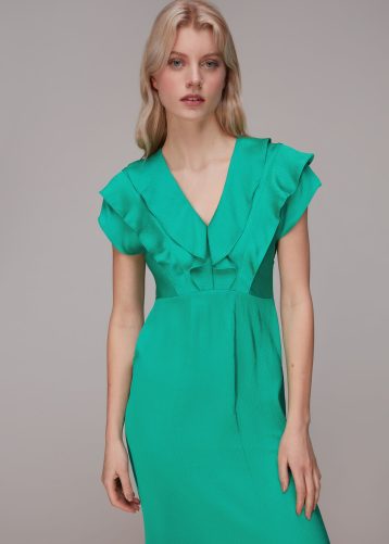 Whistles Adeline Frill Midi Dress Green