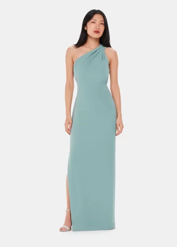 Whistles Bethan One Shoulder Bridesmaid Maxi Dress Sage Green