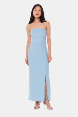 Whistles Gemma Strapless Maxi Dress Pale Blue