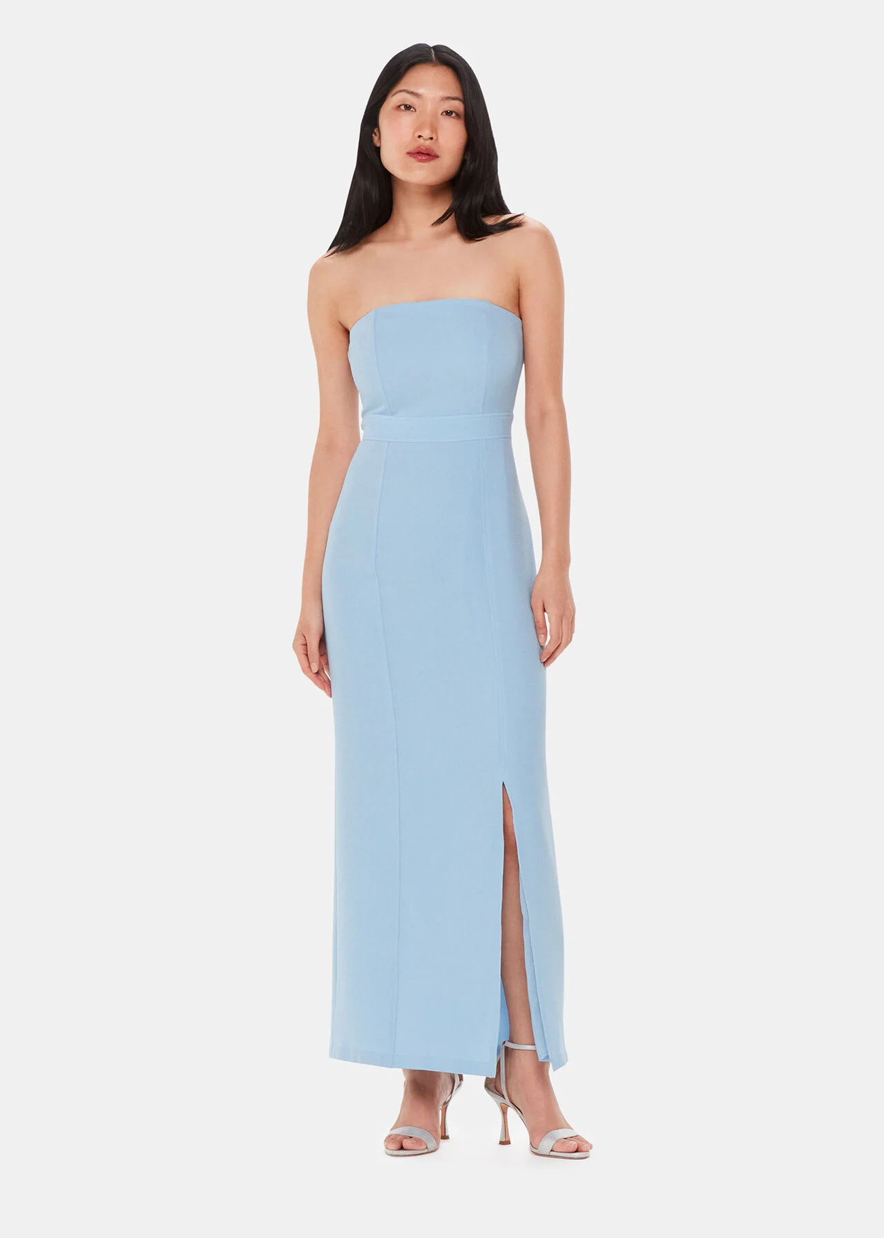 Whistles Gemma Strapless Maxi Dress, Pale Blue