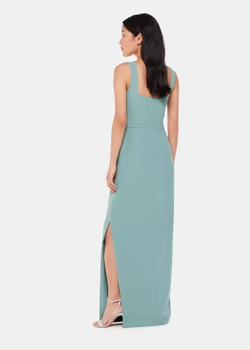 Whistles Mila Square Neck Maxi Dress Sage Green