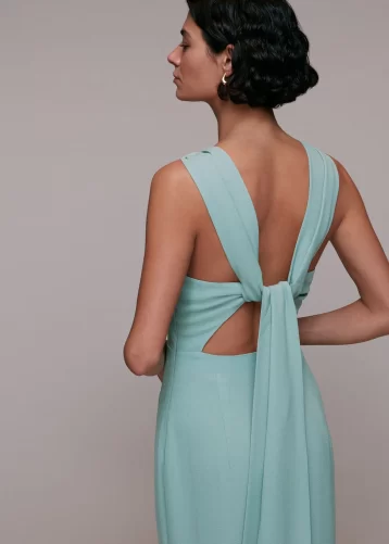 Whistles Tie Back Maxi Dress Sage Green