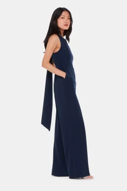 Whistles Tie Back Maxi Jumpsuit Navy Blue