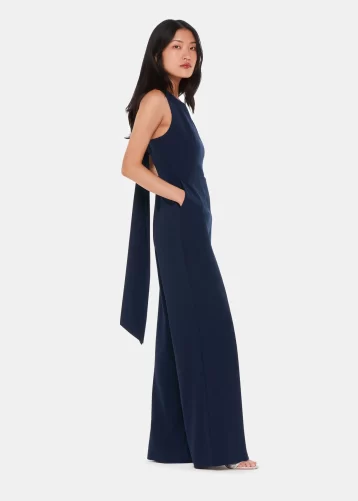 Whistles Tie Back Maxi Jumpsuit Navy Blue