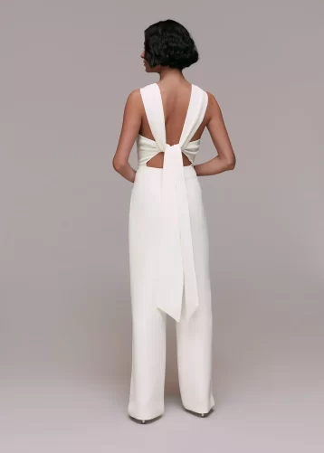 Whistles Tie Bak Wedding Jumpsuit Ivory