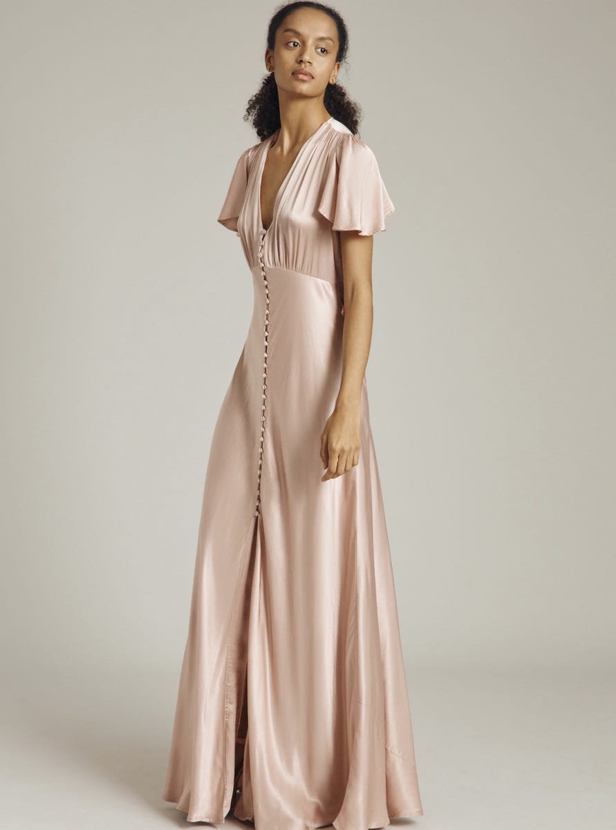 DELPHINE SATIN MAXI DRESS Boudoir Pink £195