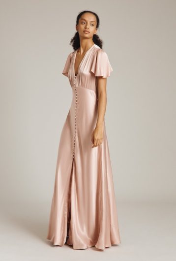 Ghost Delphine Satin Maxi Bridesmaid Dress Boudoir Pink