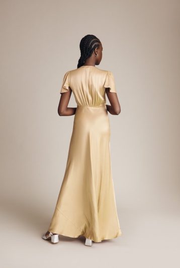 Ghost Delphine Satin Maxi Bridesmaid Dress Buttermilk