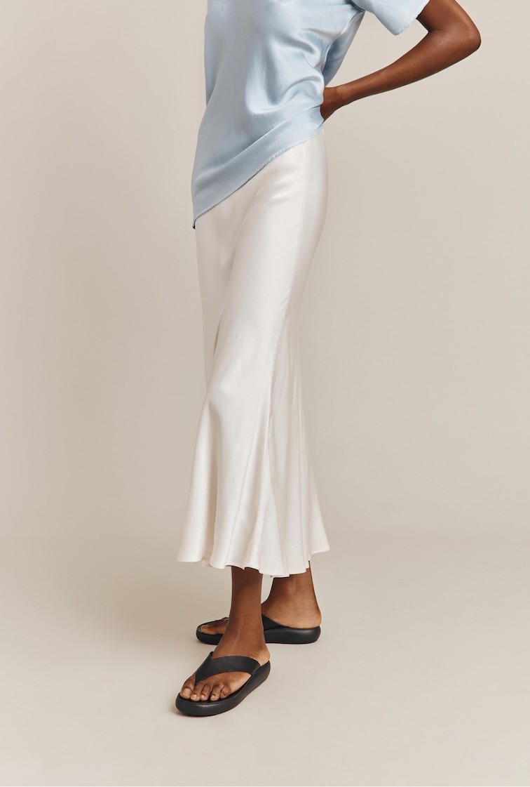 LUNA SATIN SLIP SKIRT Ivory £69