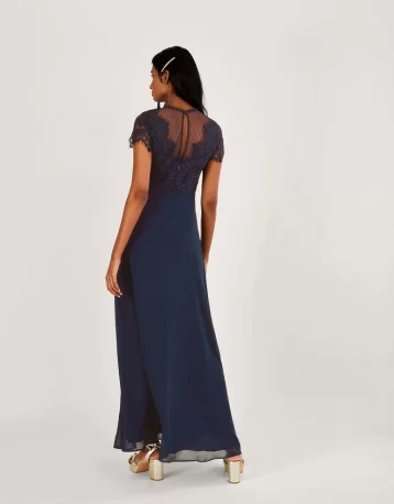 Monsoon Diana lace maxi bridesmaid dress navy blue