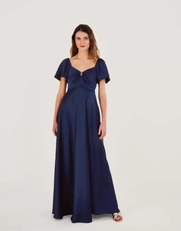 Monsoon Savannah satin maxi dress navy blue