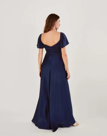 Monsoon Savannah satin maxi dress navy blue