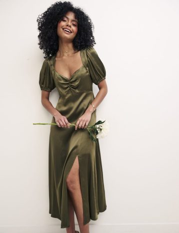 Nobody's Child Olive Green Bridesmaids Jude Midaxi Dress, £75.00