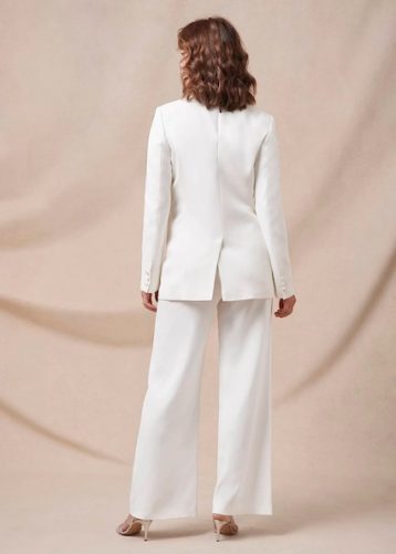 Phase Eight Beatriz Satin Wide Leg Bridal Trousers Ivory