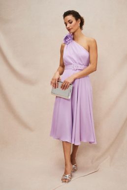 Phase Eight Kiki One Shoulder Midi Dress Crocus Lilac