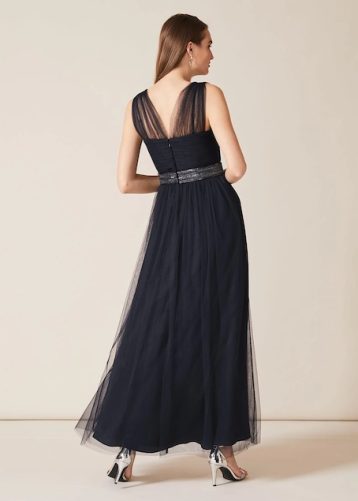 Phase Eight Romy Tulle Maxi Dress Navy Blue