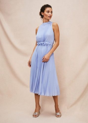 Phase Eight Simara Pleat Dress Cornflower