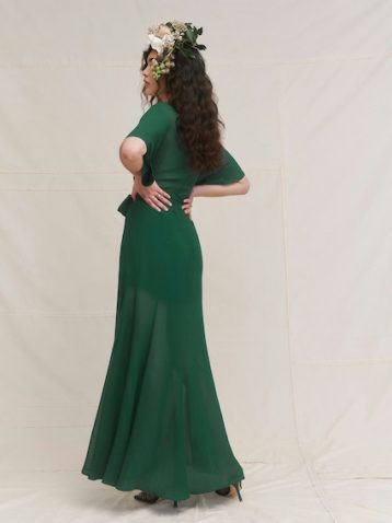 Reformation Winslow Floral Wrap Style Maxi Dress Emerald Green