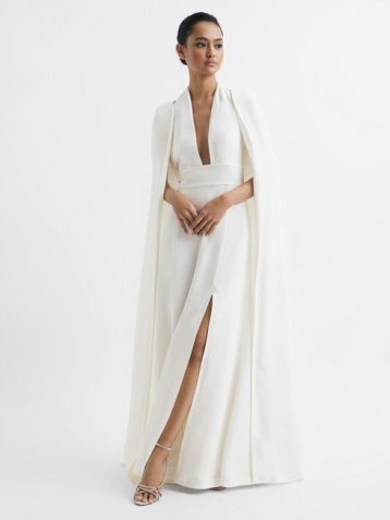 Reiss Grace Maxi Dress with Cape White