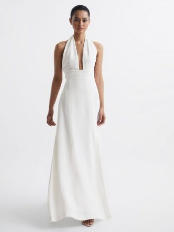 Reiss Grace Maxi Dress with Cape White