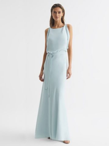 Reiss Ida Cowl Neck Bridesmaid Dress Green