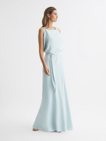 Reiss Ida Cowl Neck Bridesmaid Dress Green