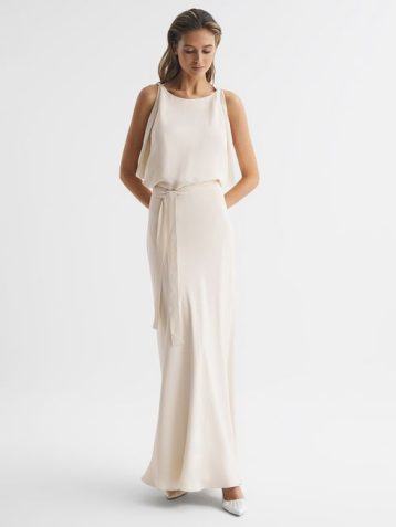 Reiss Ida Cowl Neck Bridesmaid Dress Ivory