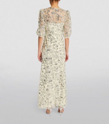 SELF-PORTRAIT Sequinned Maxi Dress, Champagne