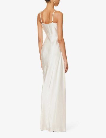 Shona Joy La Laune sleeveless ruched satin maxi dress, Cream