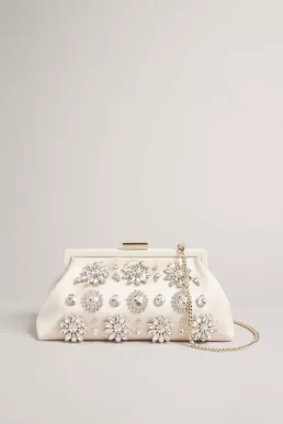 Ted Baker Crysta Crystal Embellished Clutch Ecru