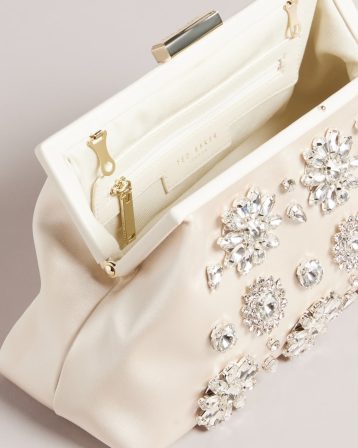 Ted Baker Crysta Crystal Embellished Clutch Ecru