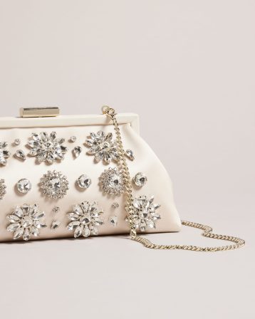 Ted Baker Crysta Crystal Embellished Clutch Ecru