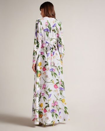 Ted Baker Marggoh Blouson Sleeve Floral Maxi Dress White Multi