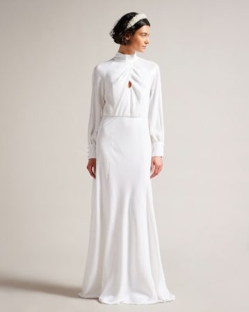 Ted Baker Mayrose Draped Sequin Embellished Maxi Dress White