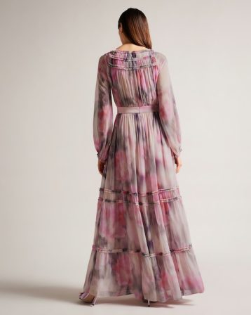 Ted Baker Miray Ruffle Detail Kaftan Pink Blush Multi