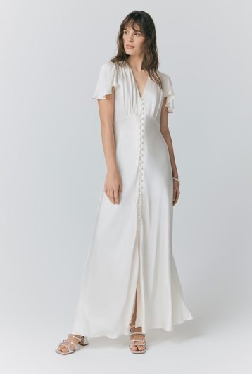 Ghost Delphine Satin Maxi Wedding Dress Ivory