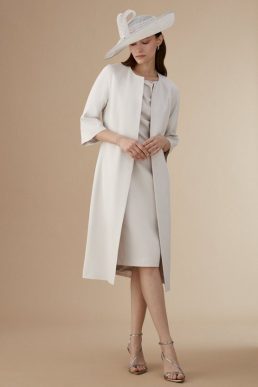 Coast Lisa Tan Premium Edge To Edge Tailored Longline Jacket Grey