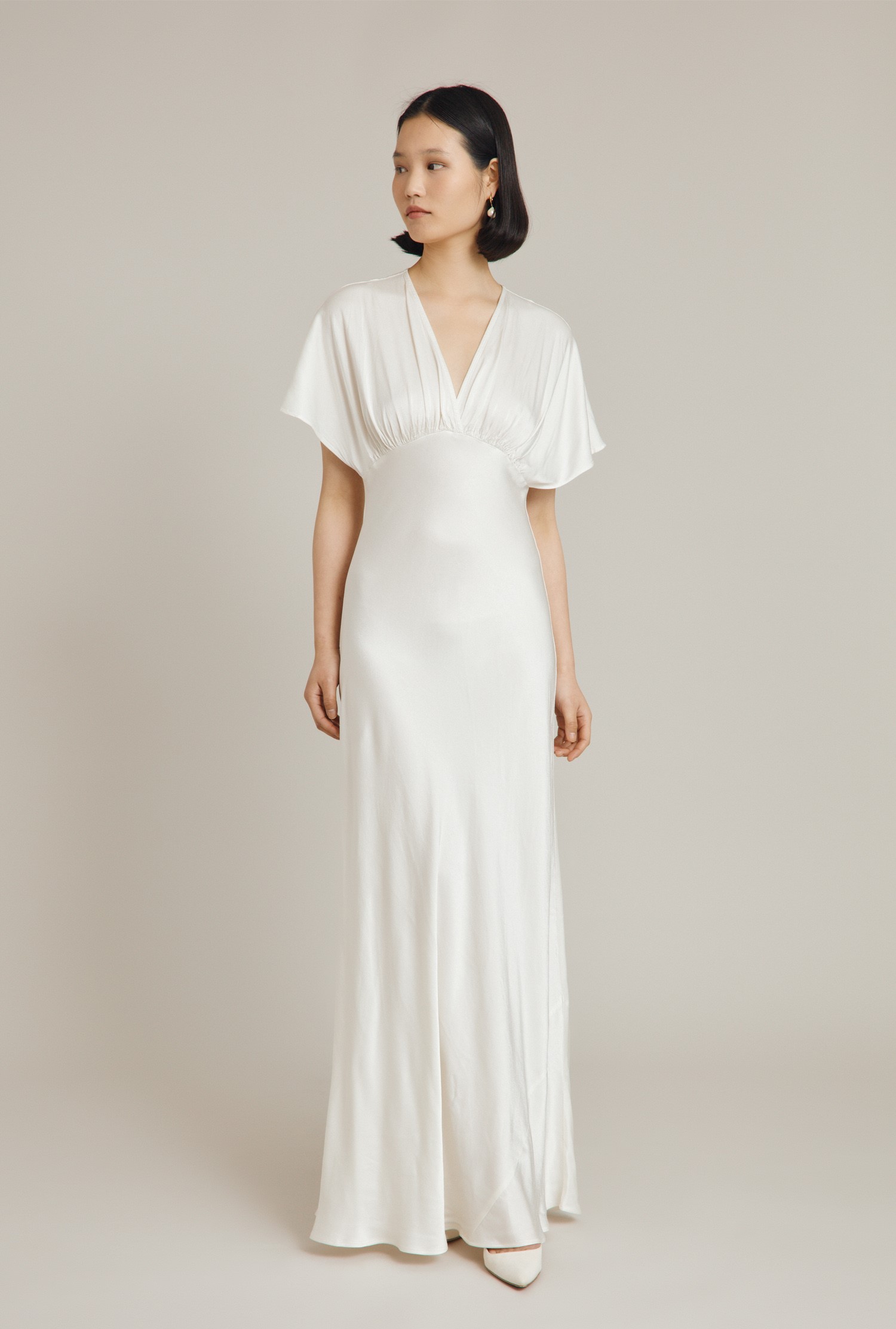 COLLETTE SATIN MAXI DRESS Ivory £195