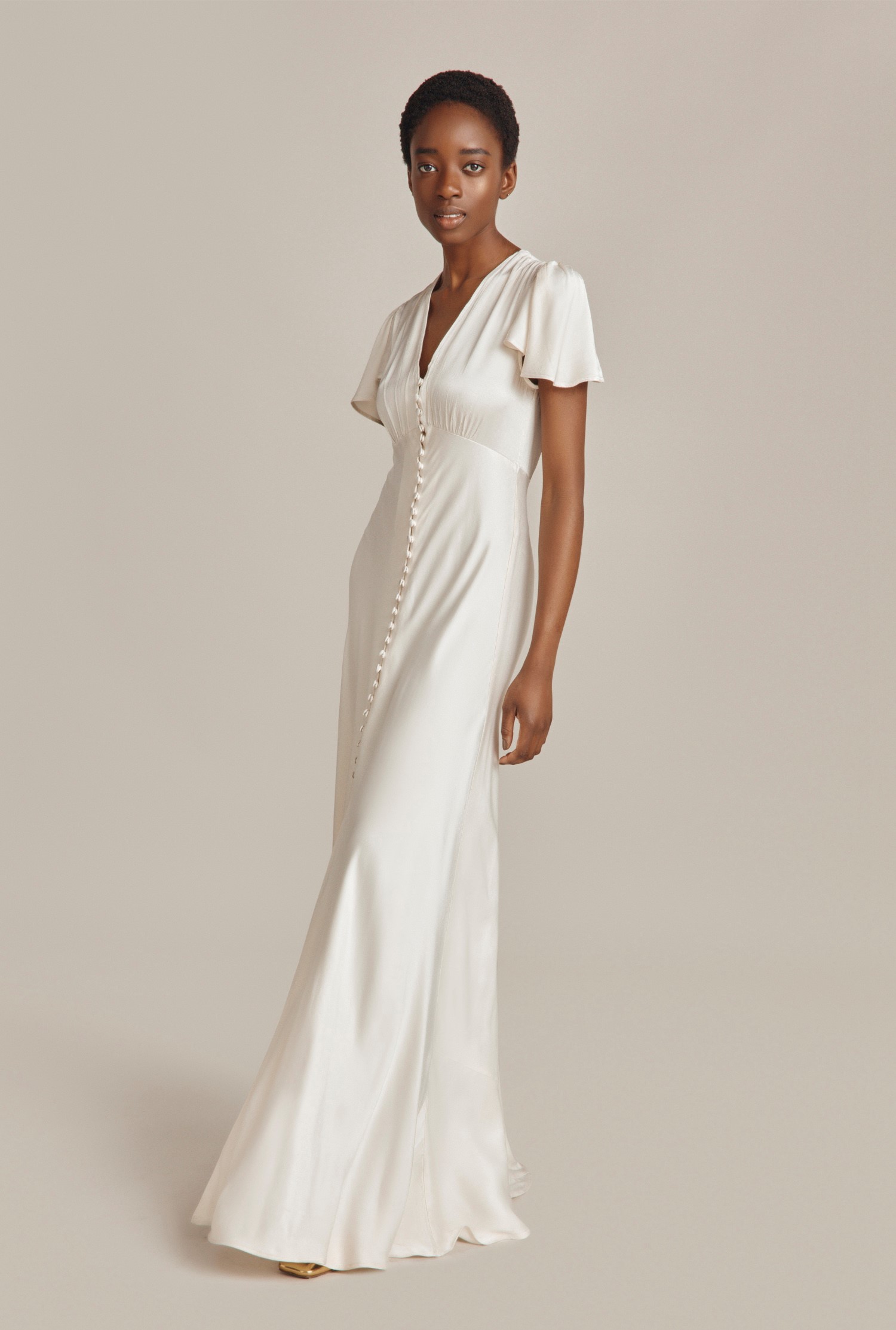 DELPHINE SATIN MAXI DRESS Ivory £195