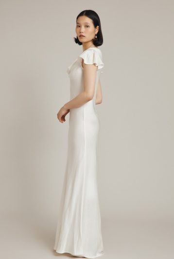 Ghost Ava Satin Maxi Dress Ivory