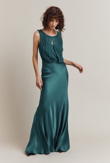 Ghost Beau Satin Maxi Dress, Emerald Green