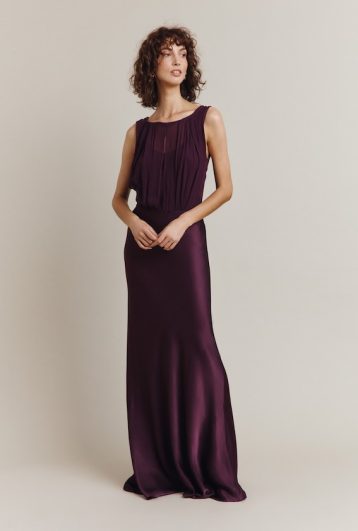 Ghost Beau Satin Maxi Dress Orchid Bloom plum